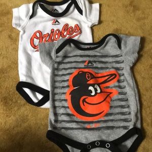 Set of Baltimore Orioles onesies. Size 0-3 mo